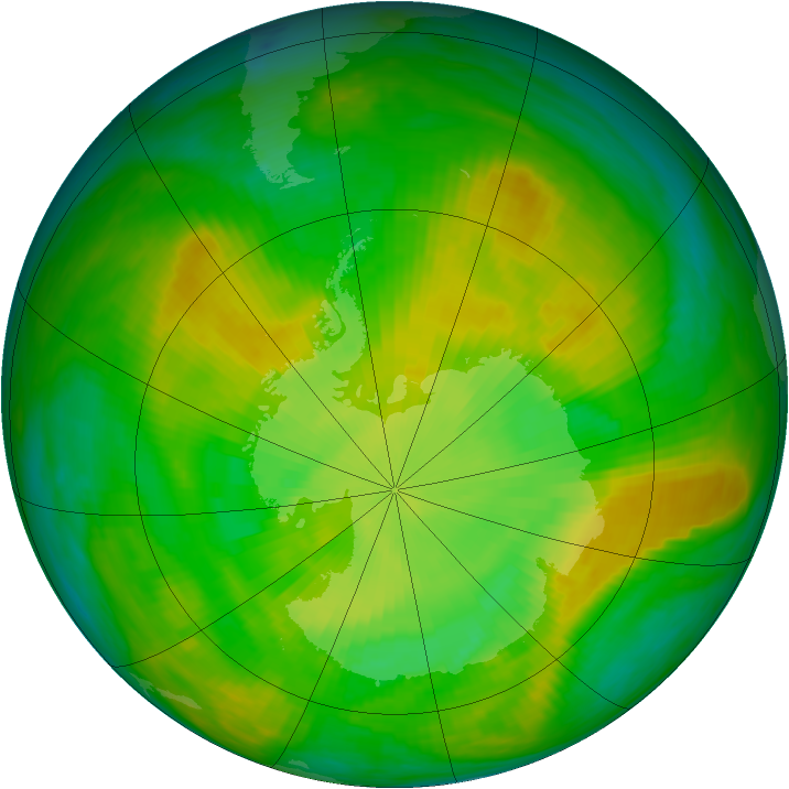 Antarctic ozone map for 09 December 1981